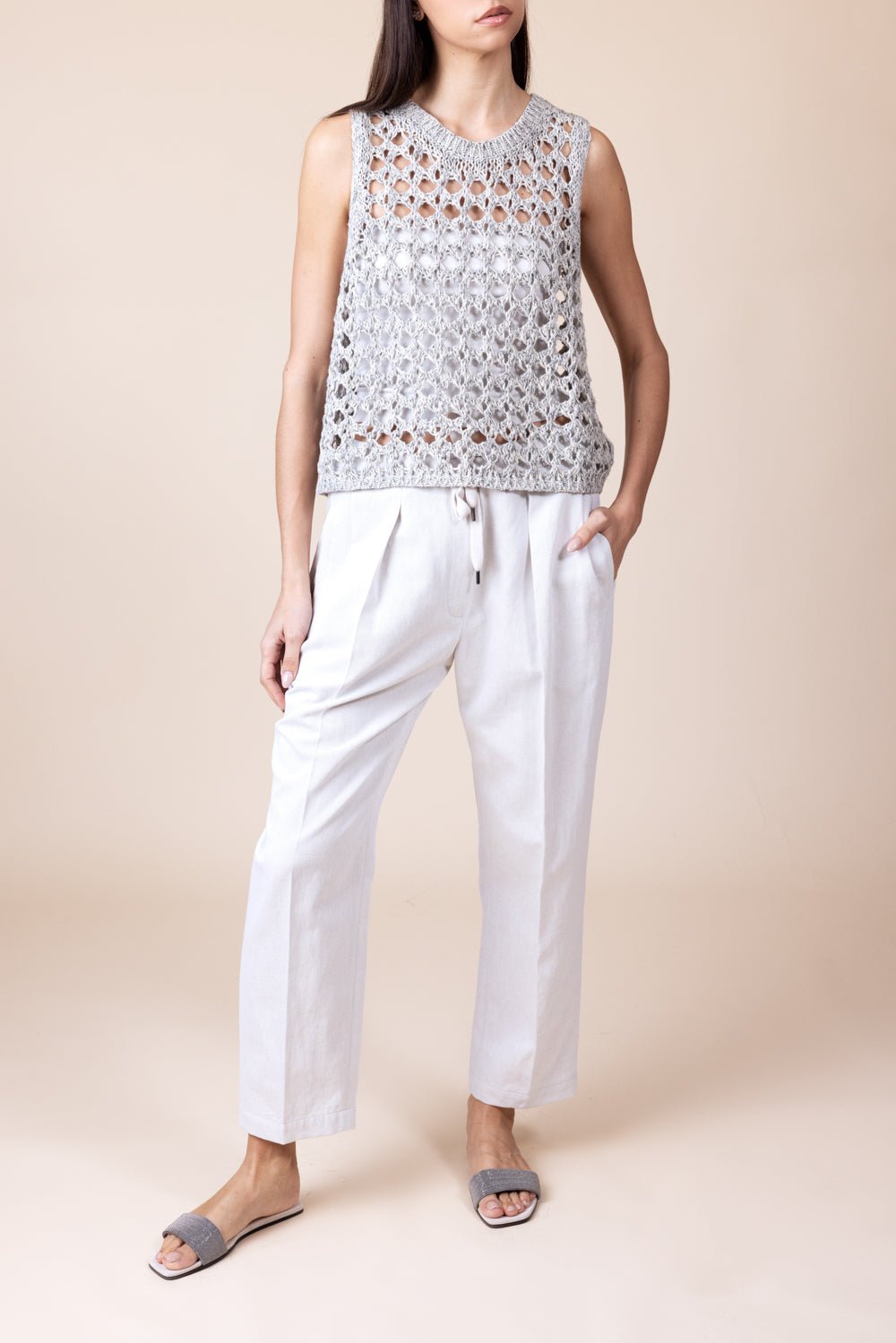 BRUNELLO CUCINELLI-Pleated Straight Leg Pant-