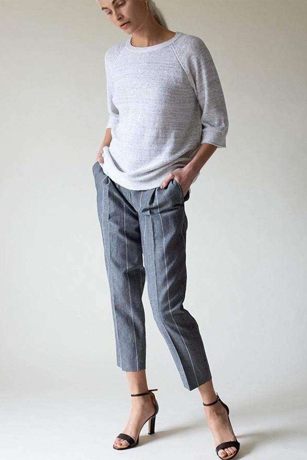 BRUNELLO CUCINELLI-Pinstripe Trouser-GRAY
