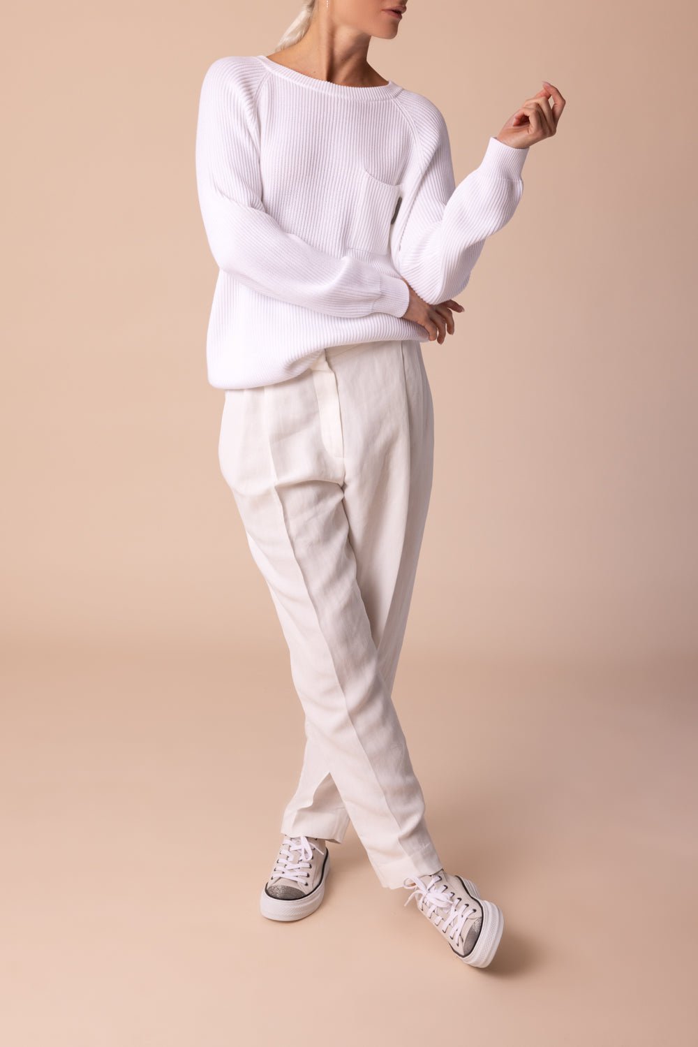 BRUNELLO CUCINELLI-Monili Trim Slouchy Trousers-WHITE