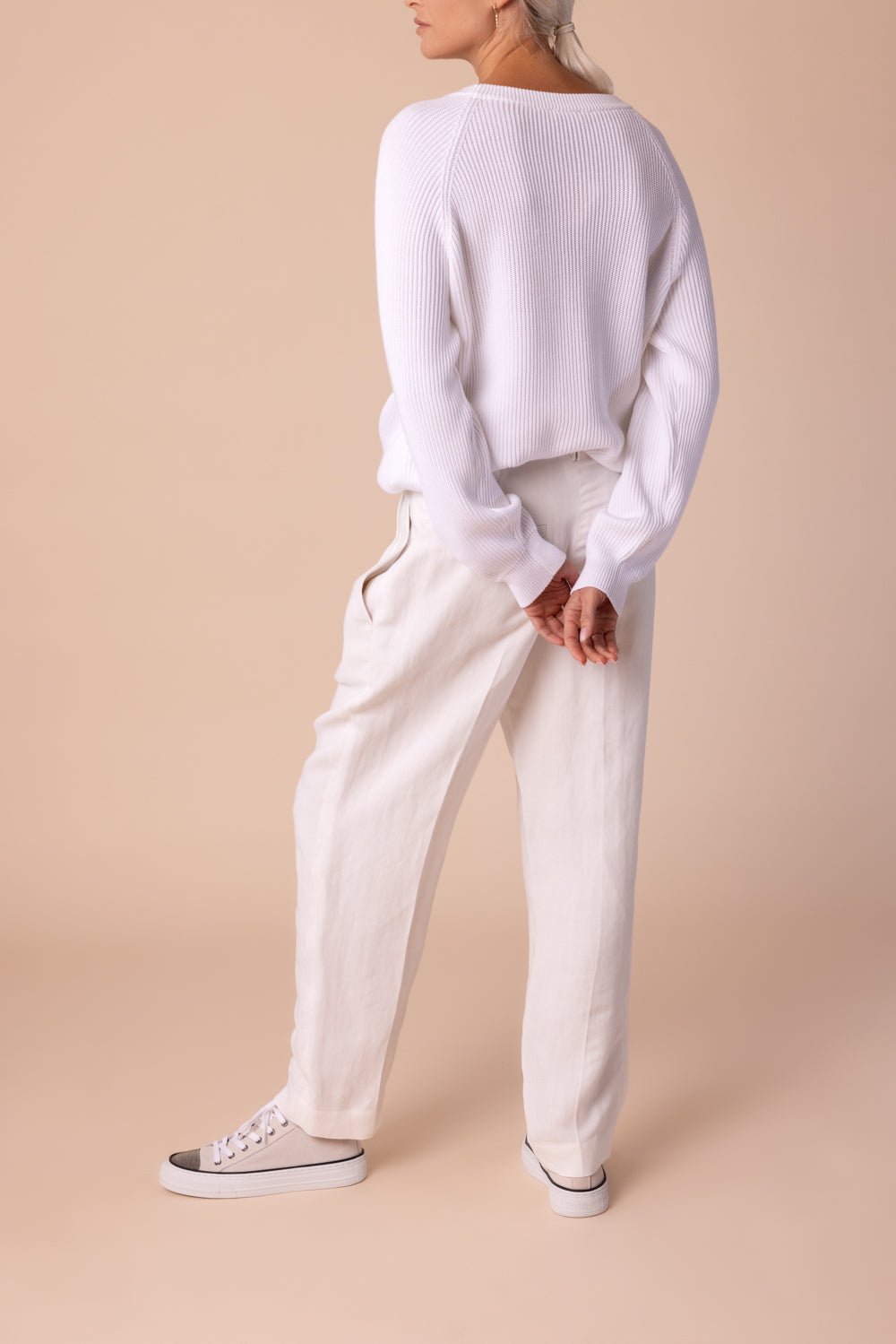 BRUNELLO CUCINELLI-Monili Trim Slouchy Trousers-WHITE