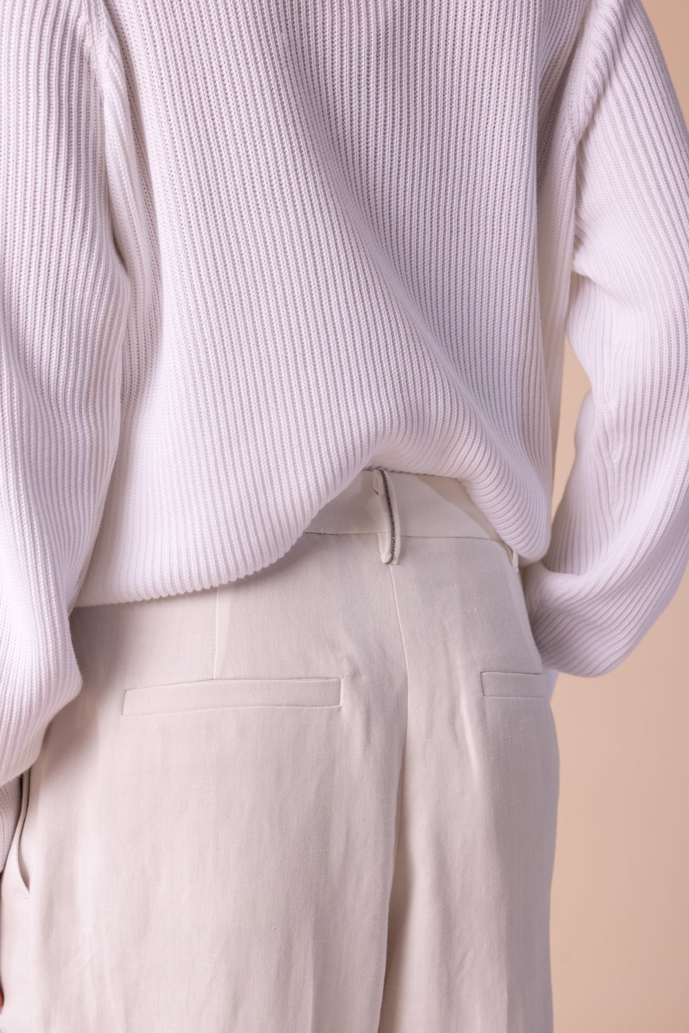 BRUNELLO CUCINELLI-Monili Trim Slouchy Trousers-WHITE