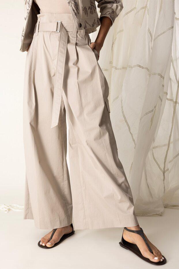 Pleated A-Line Trouser-BEIGE-38-CLOTHINGPANTCROPPED-BRUNELLO CUCINELLI