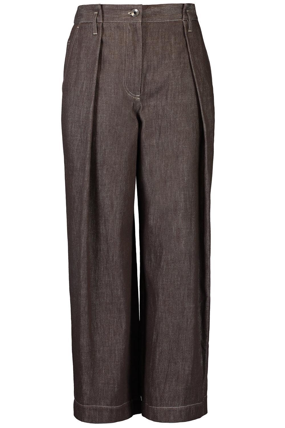 Pleated Crop Pant-CHOCOLAT-XS-CLOTHINGPANTCROPPED-BRUNELLO CUCINELLI