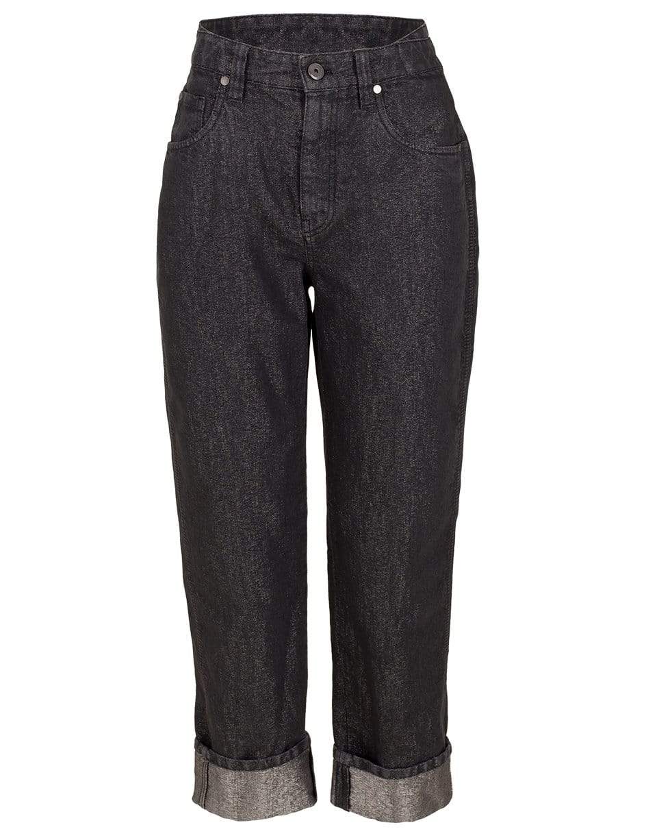BRUNELLO CUCINELLI-Blackstone Lurex Garment Dyed Cuffed Pant-