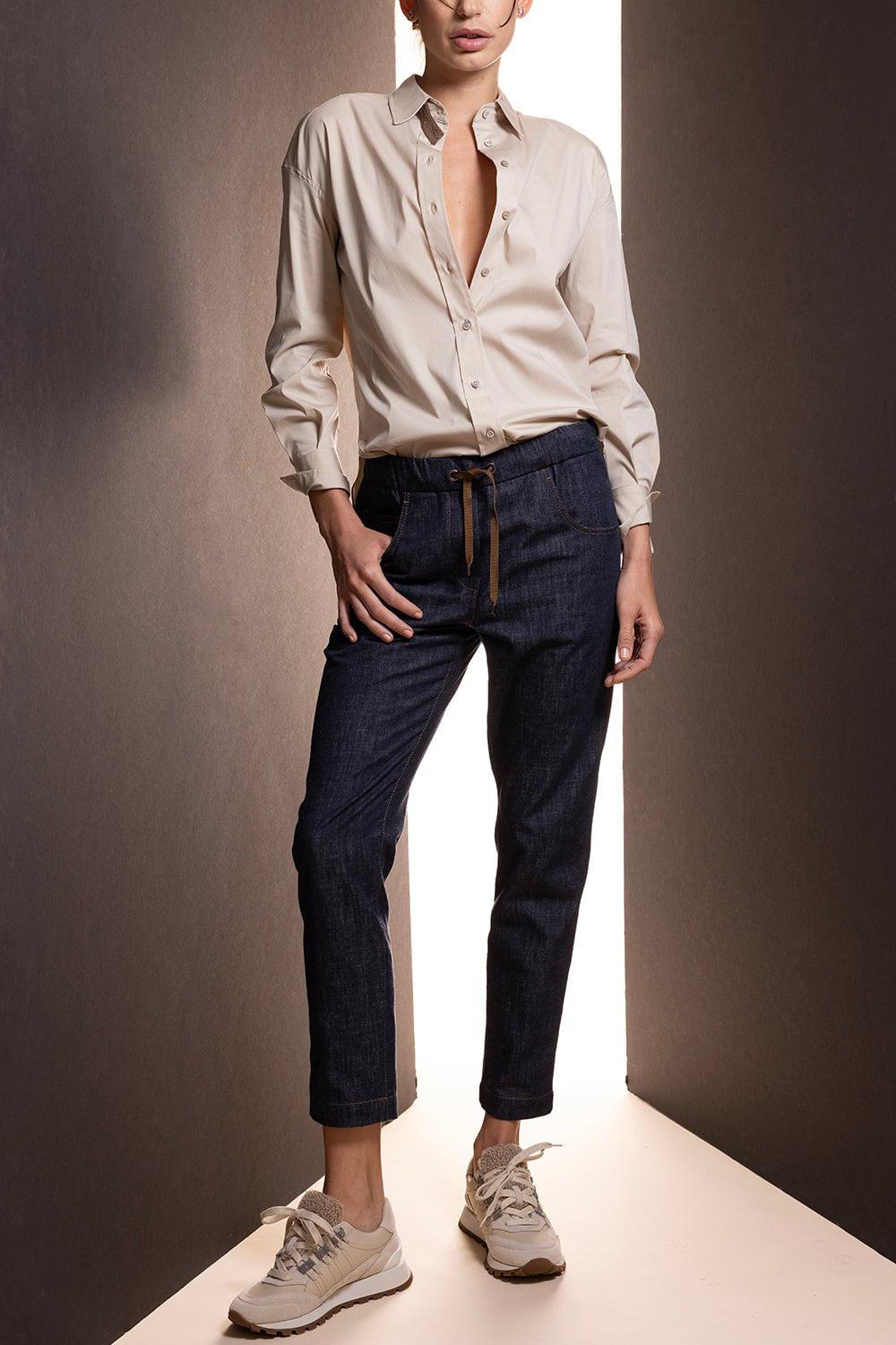 BRUNELLO CUCINELLI-Drawstring Denim Trousers-