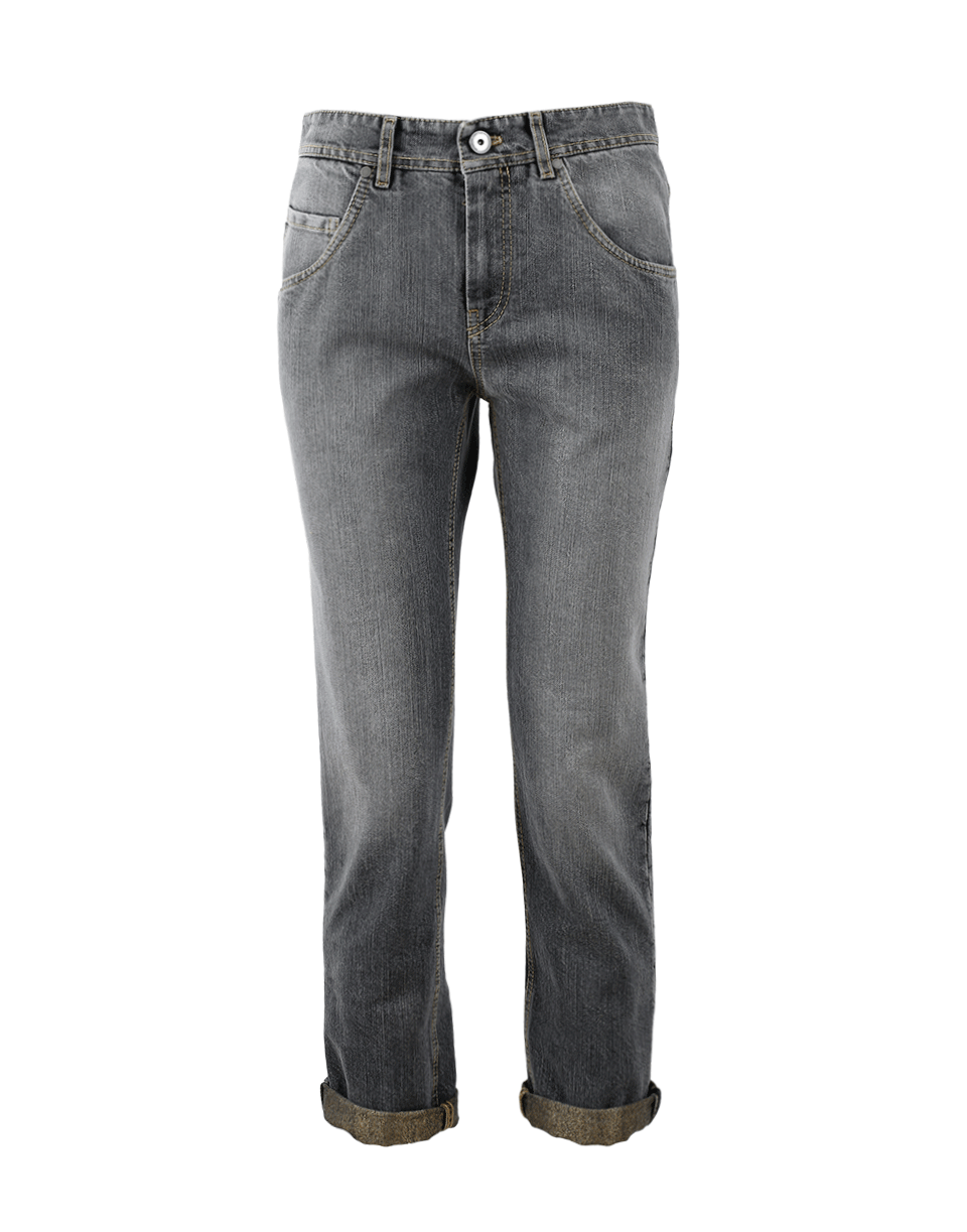 BRUNELLO CUCINELLI-Shimme Cuff Boyfriend Denim-