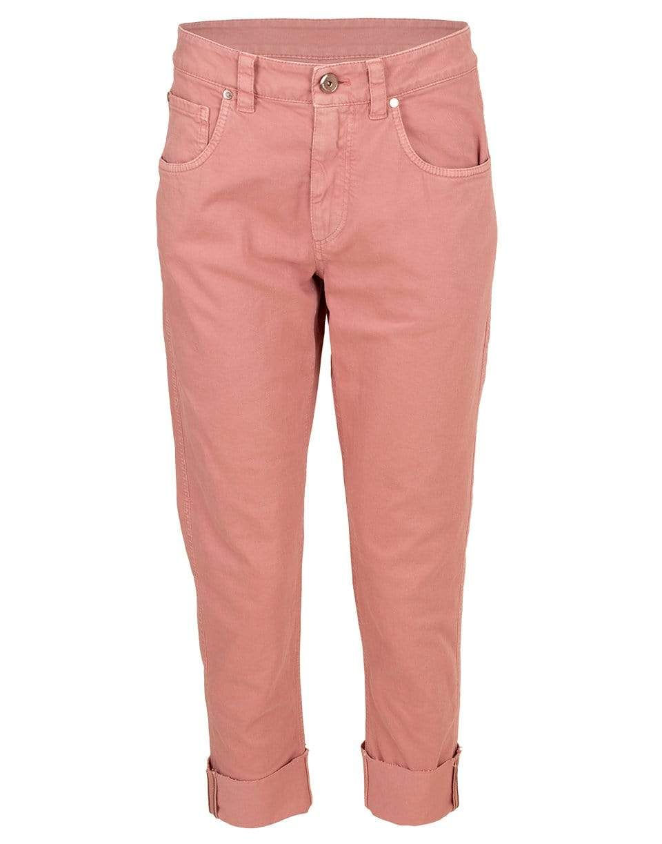BRUNELLO CUCINELLI-Pink Cuffed Garment Dyed Jean-
