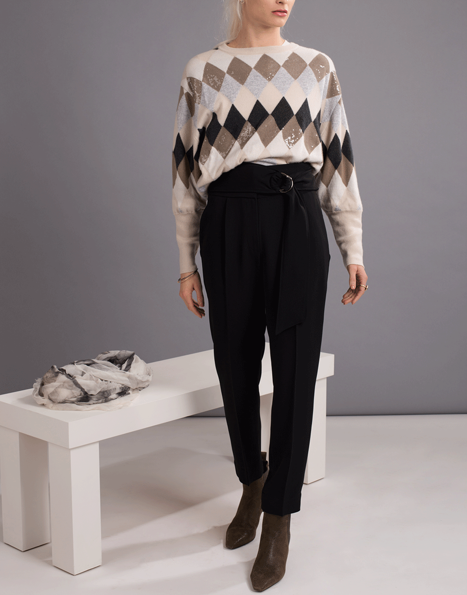 BRUNELLO CUCINELLI-Pleated Pant with D-ring Belt-