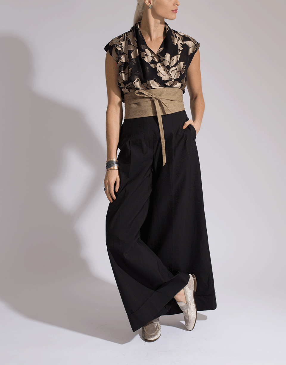 BRUNELLO CUCINELLI-Pleated Crinkle Full Cuffed Pant-