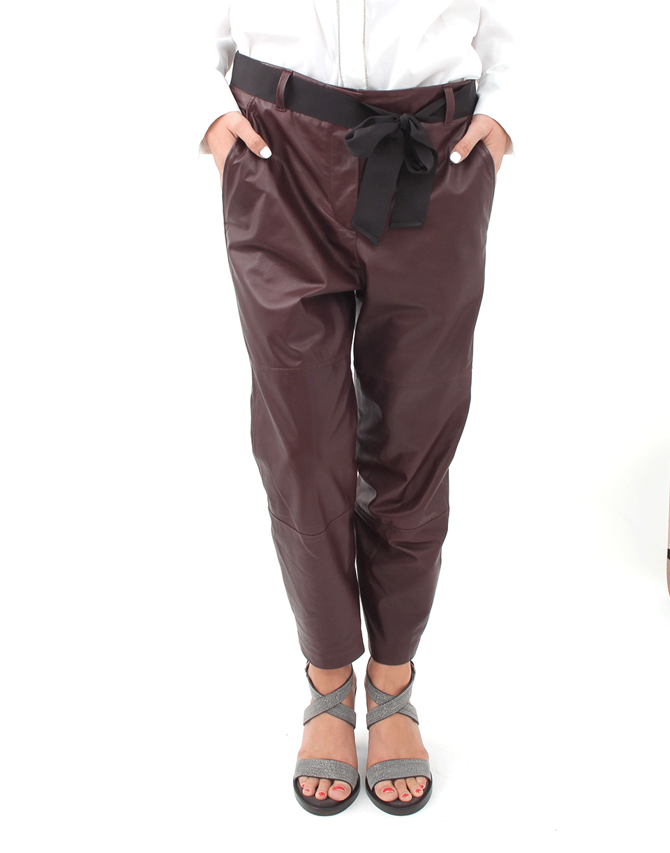 BRUNELLO CUCINELLI-Belted Leather Jogger-