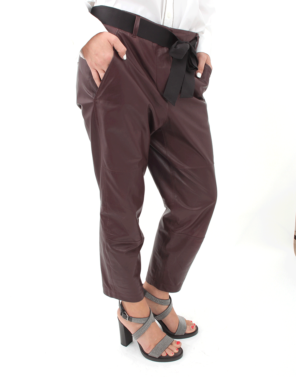 BRUNELLO CUCINELLI-Belted Leather Jogger-