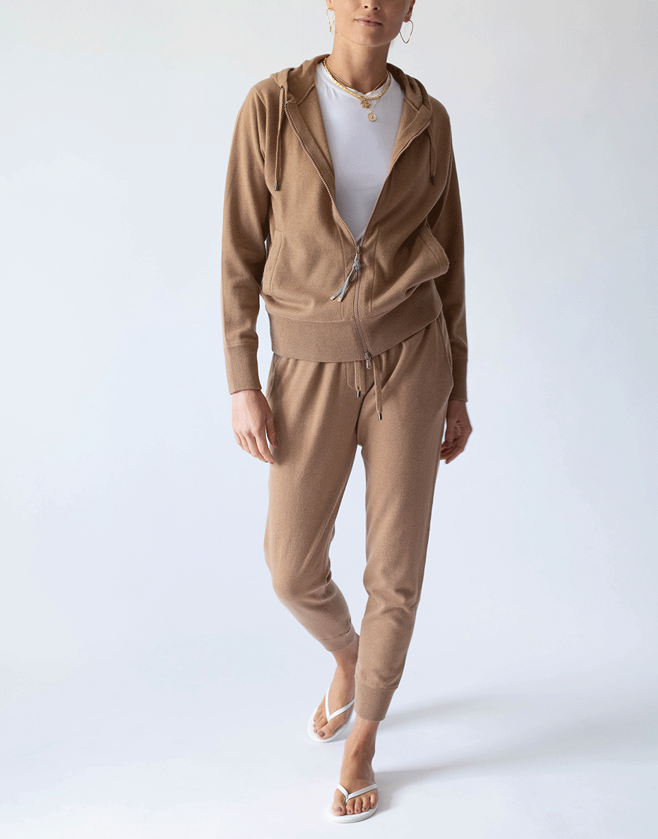 BRUNELLO CUCINELLI-Caramel Cashmere Ribbed Joggers-