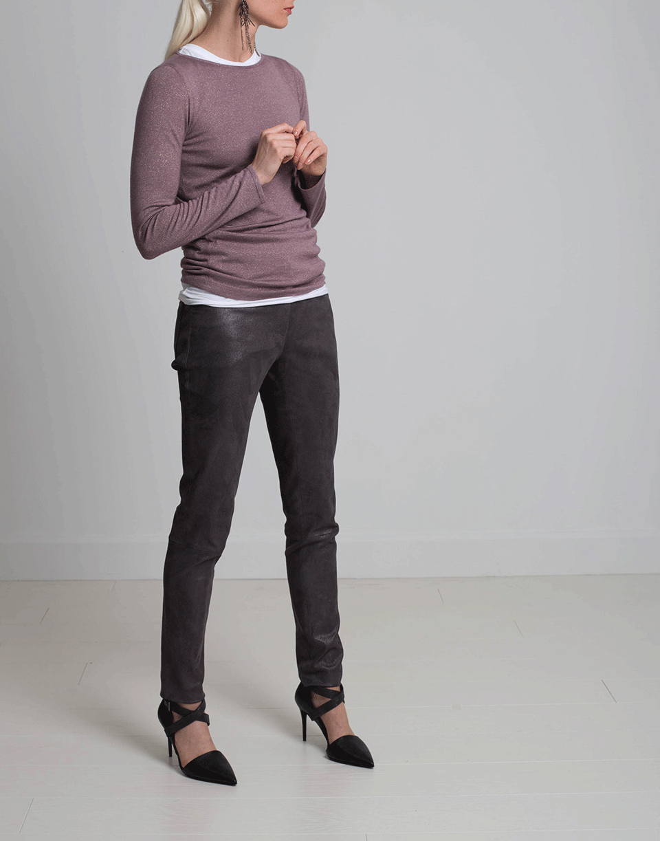BRUNELLO CUCINELLI-Metallic Suede Legging Pant-