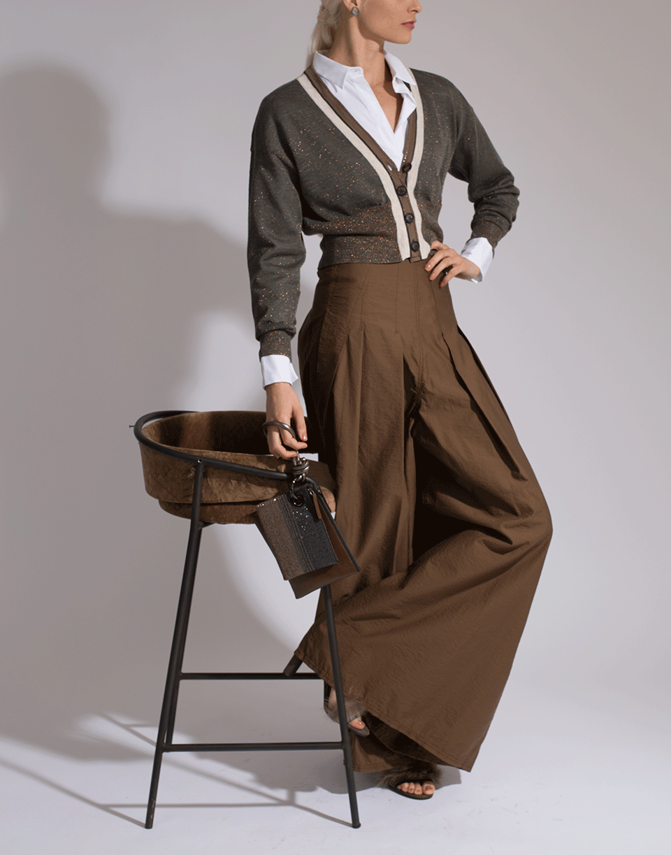BRUNELLO CUCINELLI-Crispy Cotton Pleated Skirt Pant-