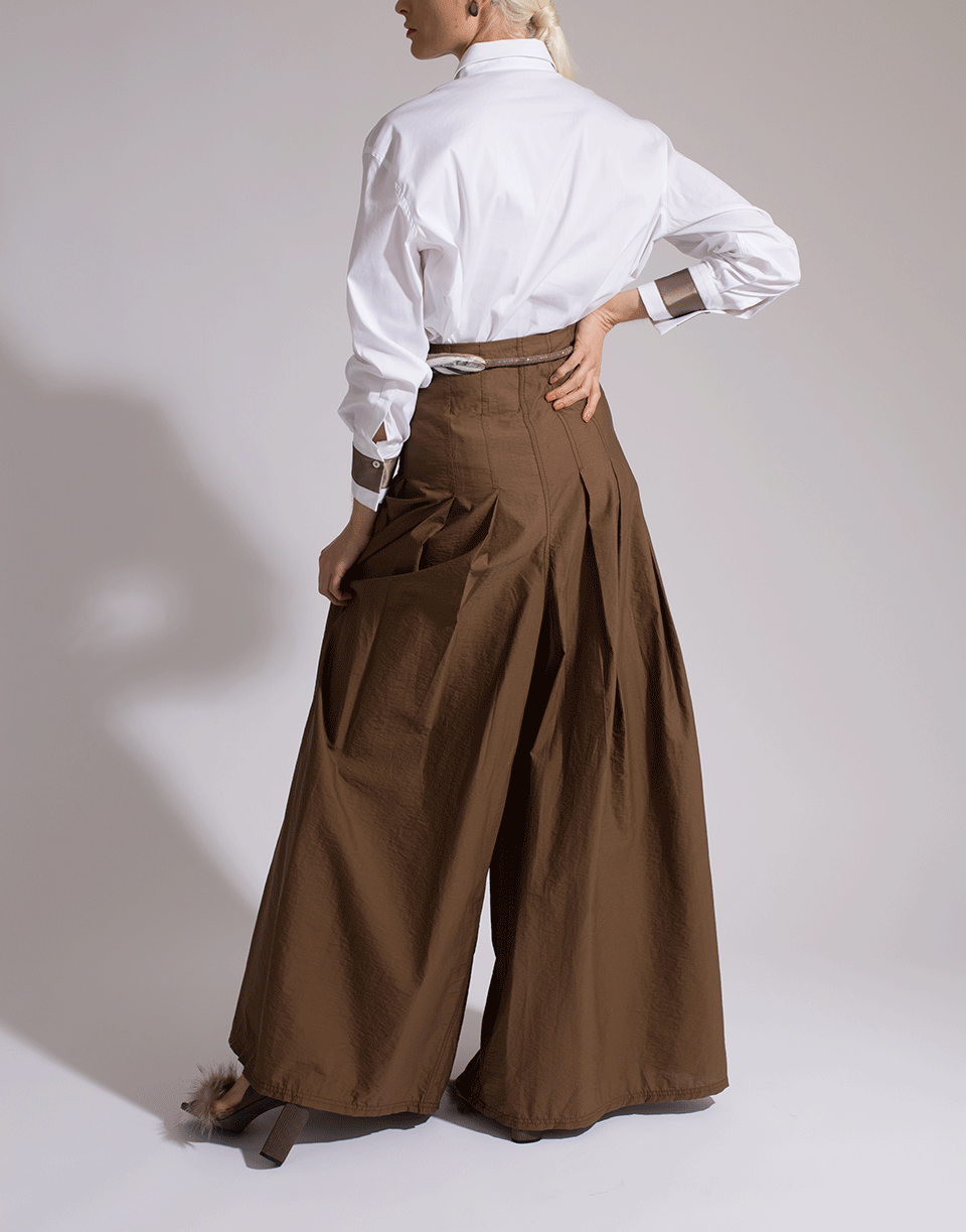 BRUNELLO CUCINELLI-Crispy Cotton Pleated Skirt Pant-