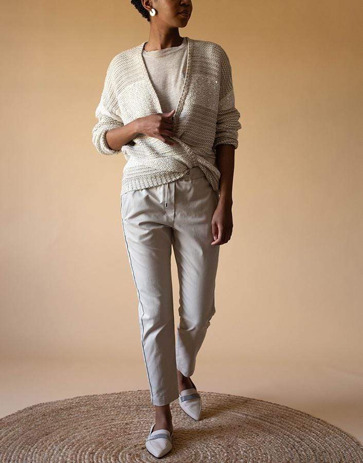 BRUNELLO CUCINELLI-Cotton Monili Trim Drawstring Joggers-