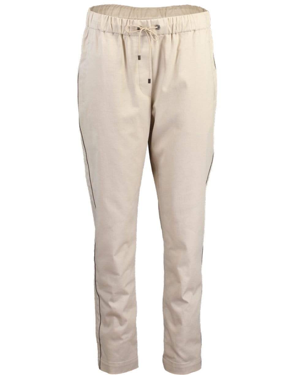 BRUNELLO CUCINELLI-Cotton Monili Trim Drawstring Joggers-