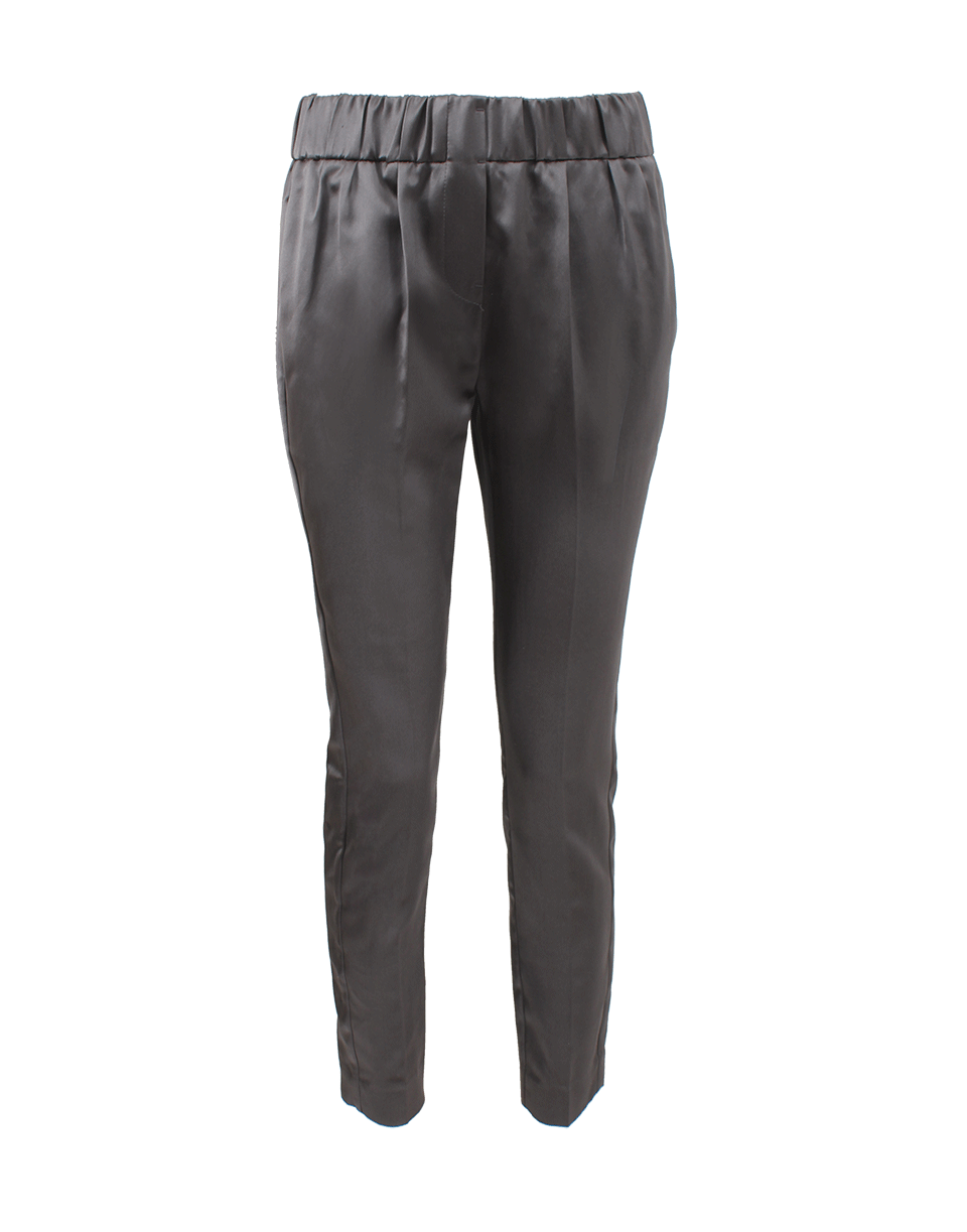 BRUNELLO CUCINELLI-Satin Elastic Waist Pant-