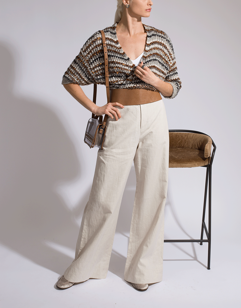 BRUNELLO CUCINELLI-Elastic Back Full Linen Pant-