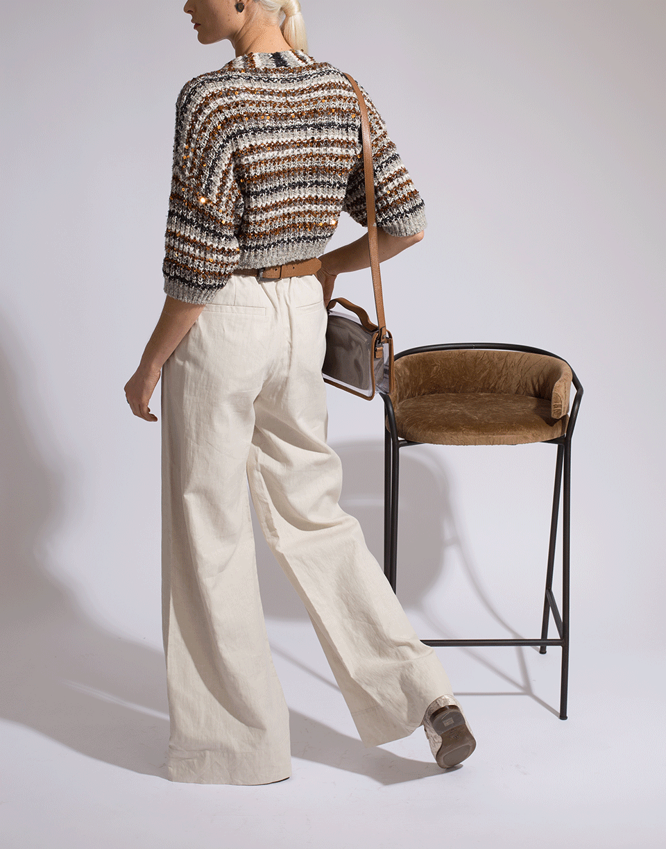 BRUNELLO CUCINELLI-Elastic Back Full Linen Pant-
