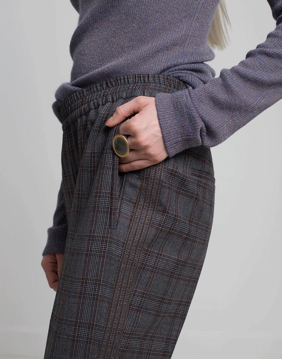 BRUNELLO CUCINELLI-Windowpane Pull On Pant-