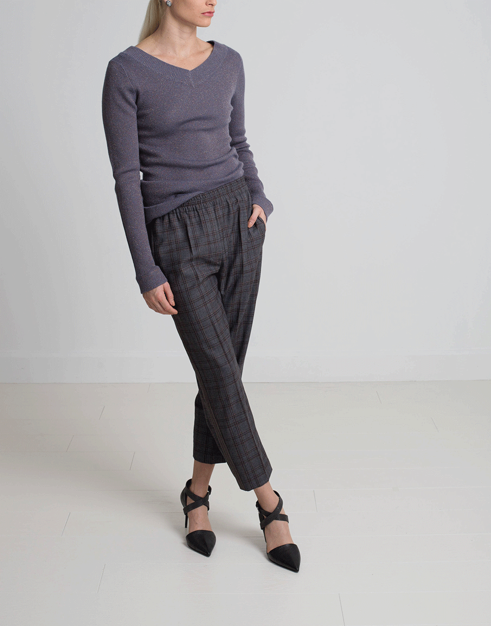 BRUNELLO CUCINELLI-Windowpane Pull On Pant-
