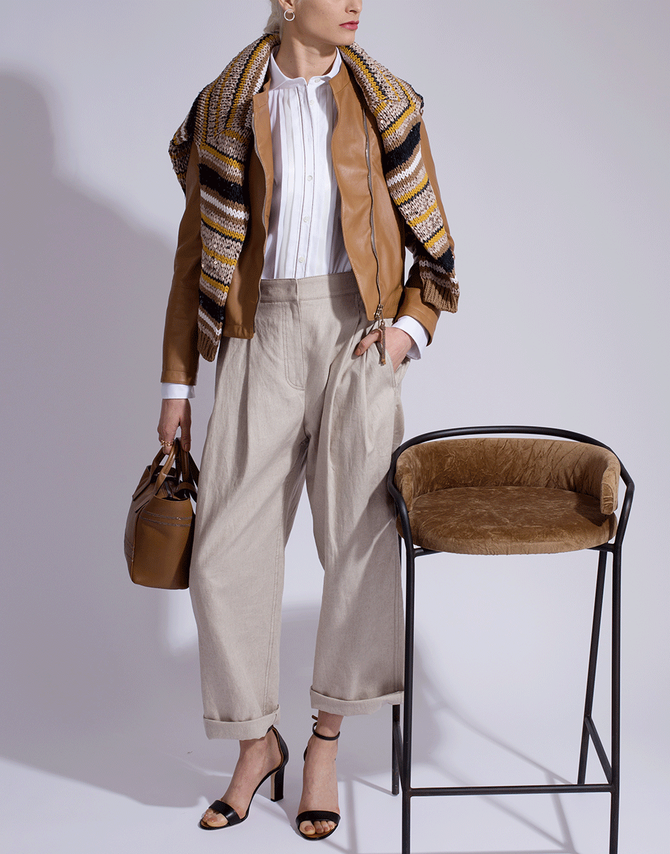 BRUNELLO CUCINELLI-High Waist Cropped Pleated Pant-