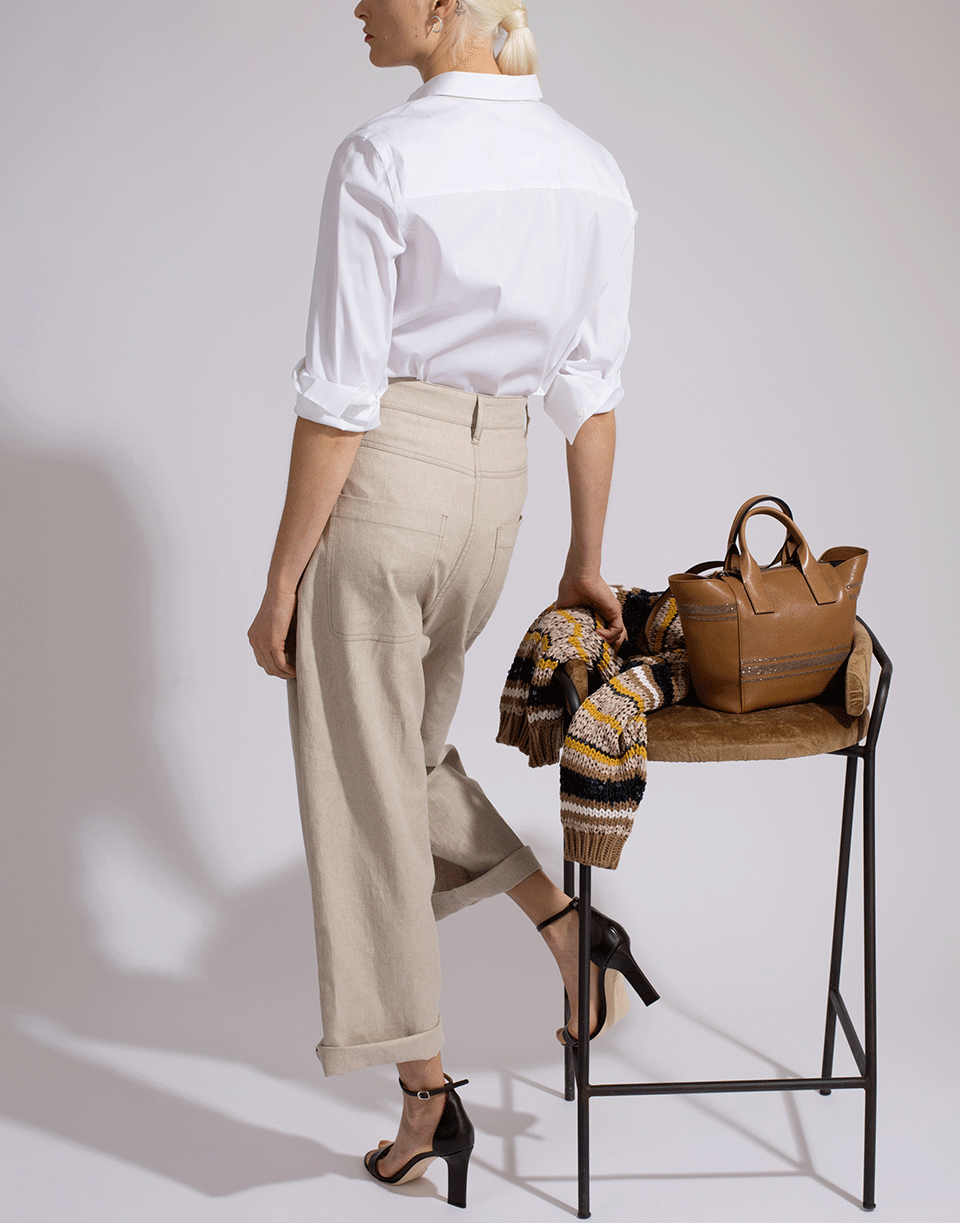 BRUNELLO CUCINELLI-High Waist Cropped Pleated Pant-