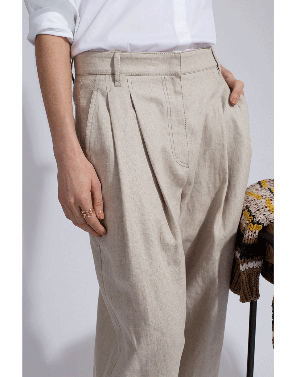 BRUNELLO CUCINELLI-High Waist Cropped Pleated Pant-