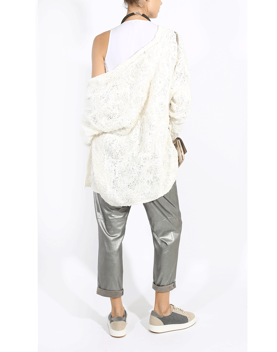 BRUNELLO CUCINELLI-Leather Metallic Pant-