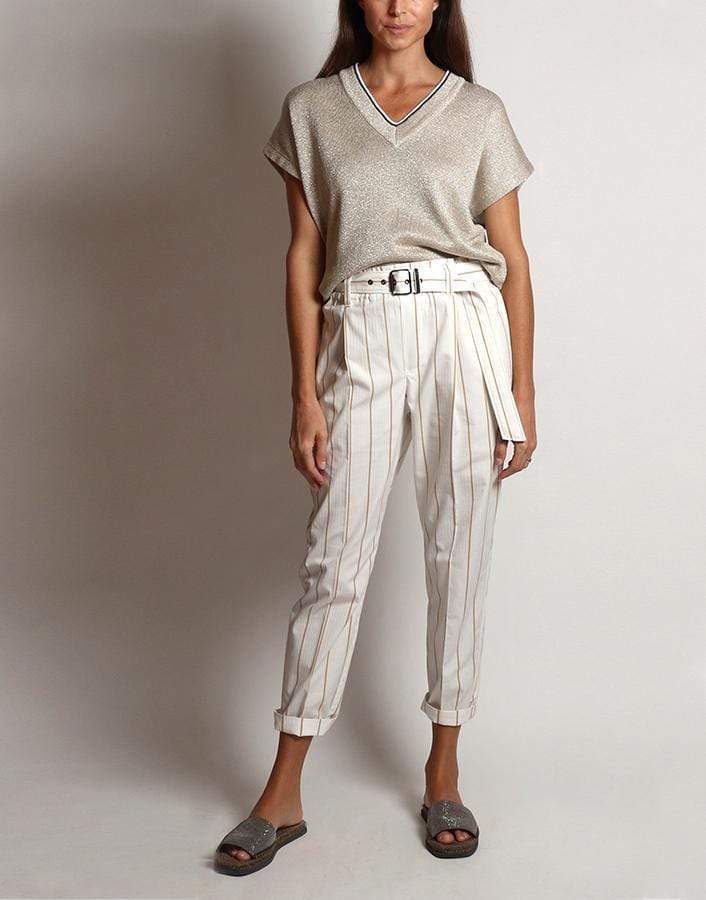 BRUNELLO CUCINELLI-Striped Cotton Pull On Pant-