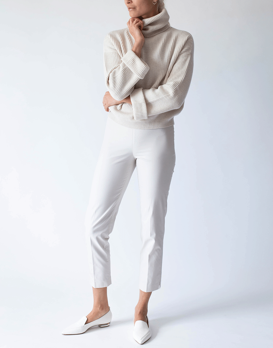 BRUNELLO CUCINELLI-White Cotton Side Zip Pant-WHITE