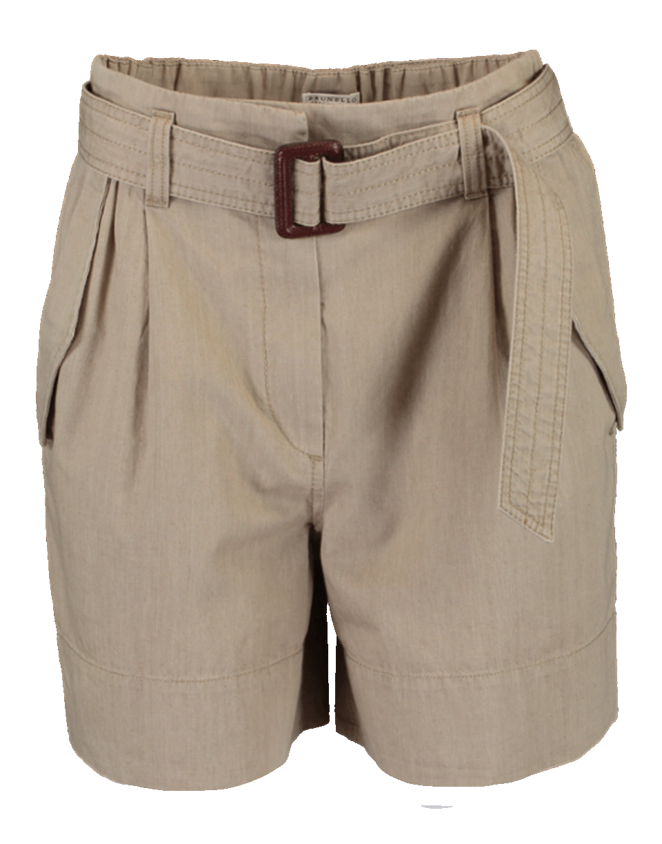 BRUNELLO CUCINELLI-Cotton Linen Self Belt Short-