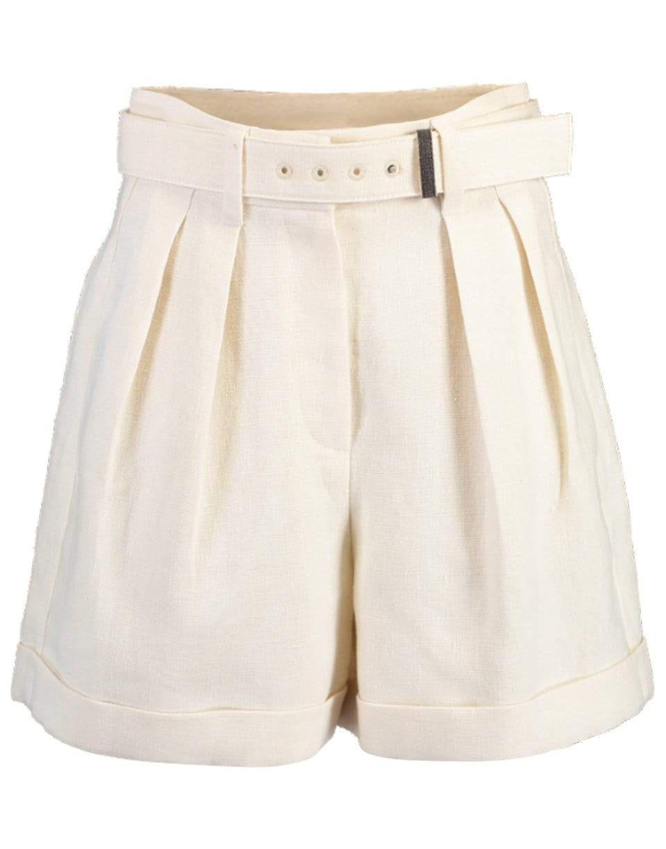 BRUNELLO CUCINELLI-Hi-Rise Linen Pleated Shorts-