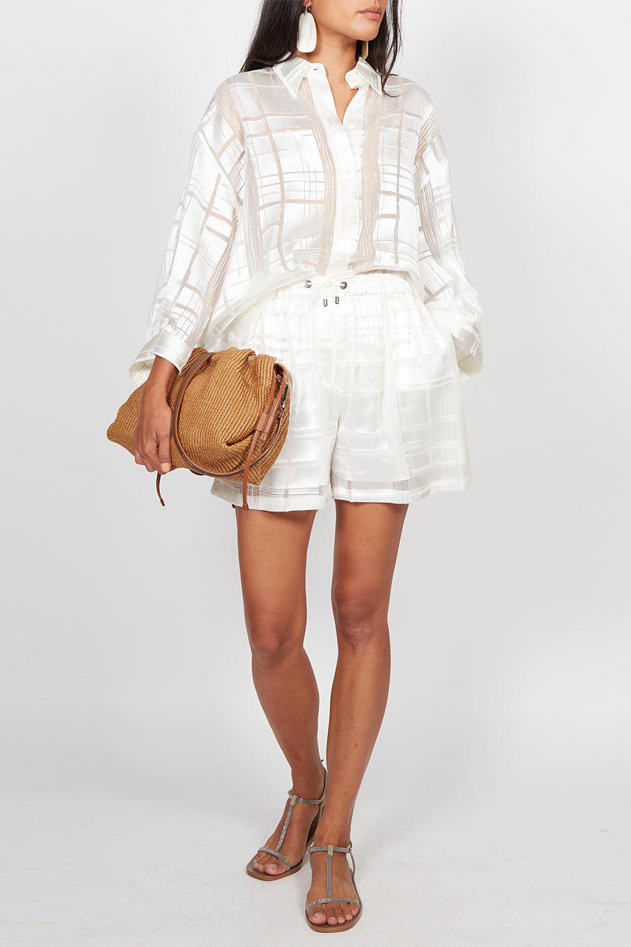 BRUNELLO CUCINELLI-Textured Draw String Shorts-