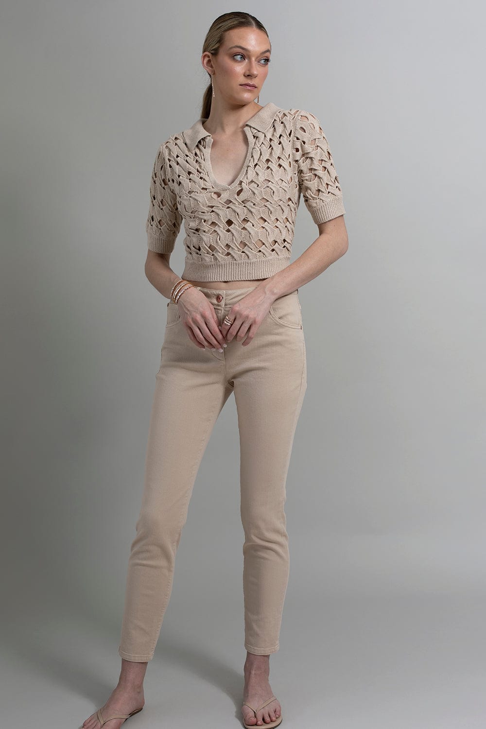 BRUNELLO CUCINELLI-Five Pocket Slim Leg Garment Dye Jean - Sand-