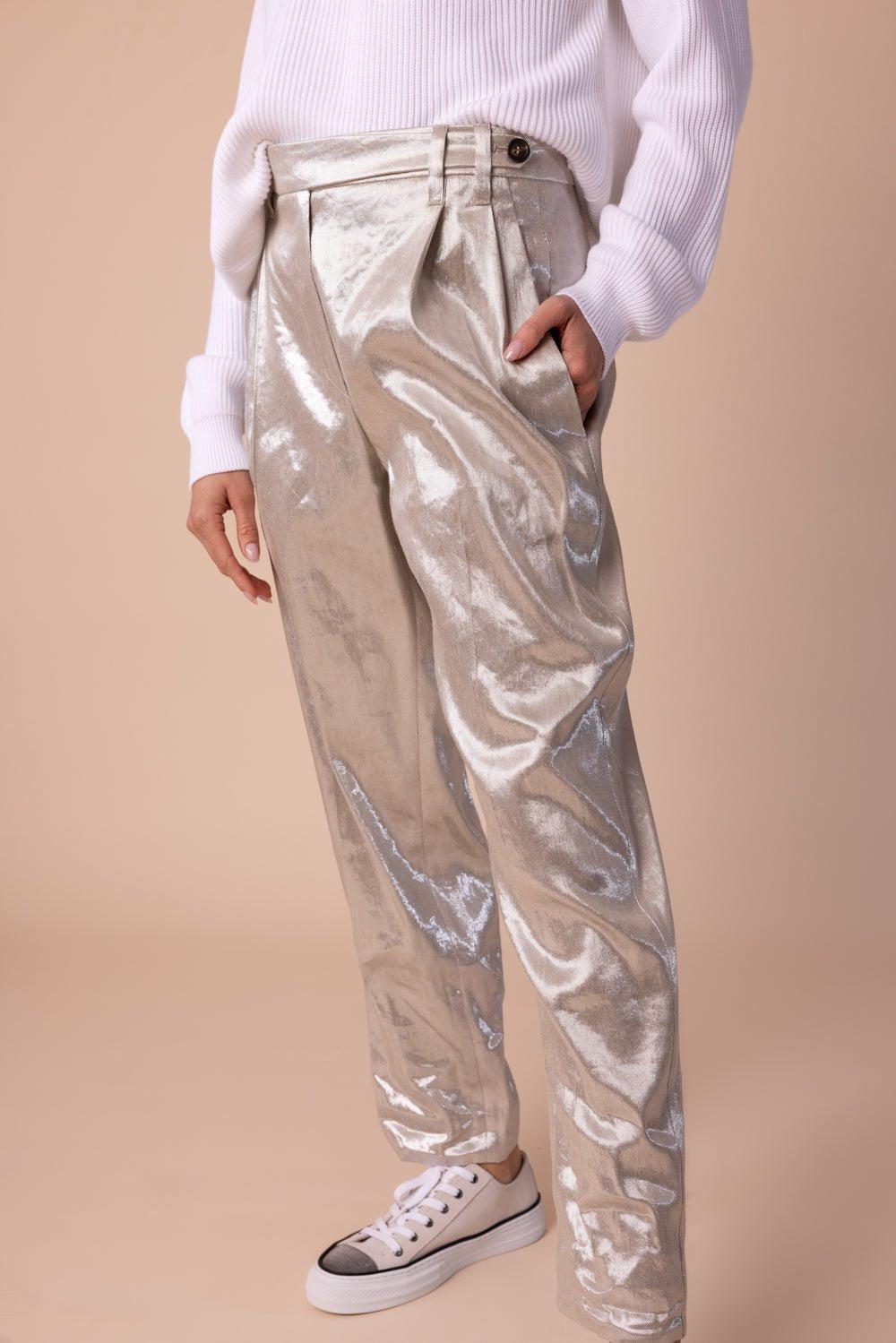 BRUNELLO CUCINELLI-Metallic Slim Trouser-
