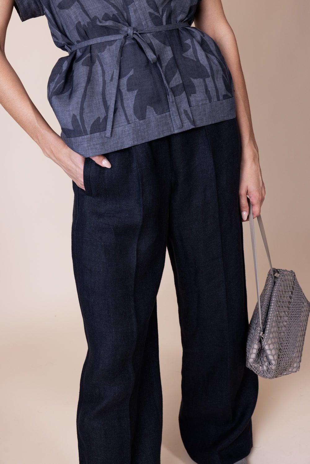 BRUNELLO CUCINELLI-Herringbone Pant - Black-