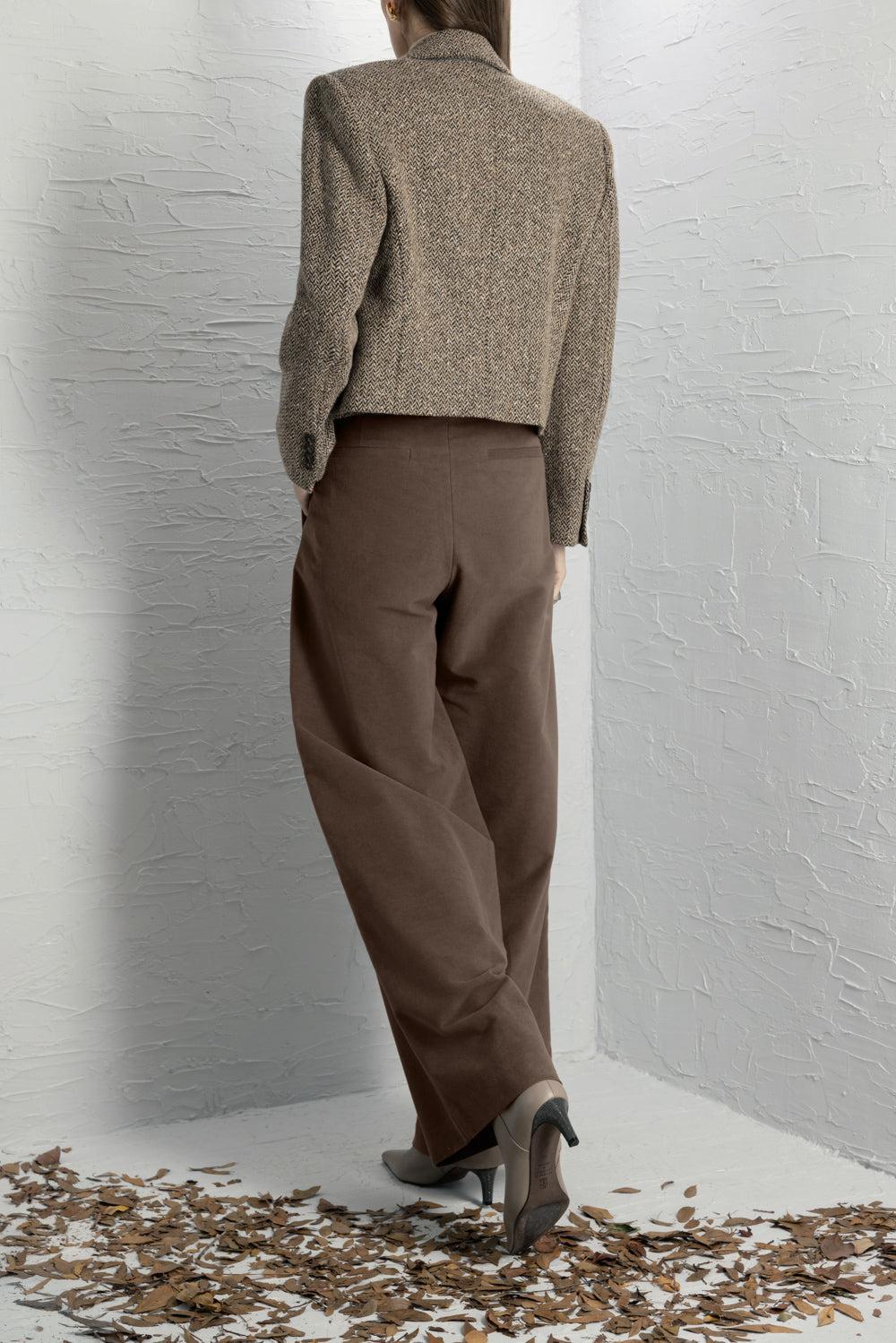 Soft Tailored Relax Stretch Pant-BROWN-38-CLOTHINGPANTWIDE LEG-BRUNELLO CUCINELLI