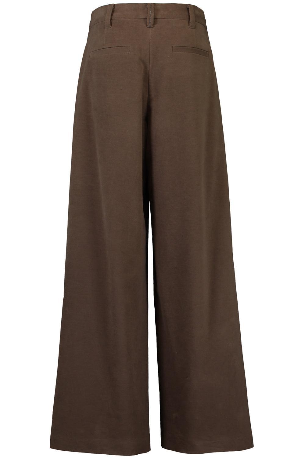 Soft Tailored Relax Stretch Pant-BROWN-38-CLOTHINGPANTWIDE LEG-BRUNELLO CUCINELLI