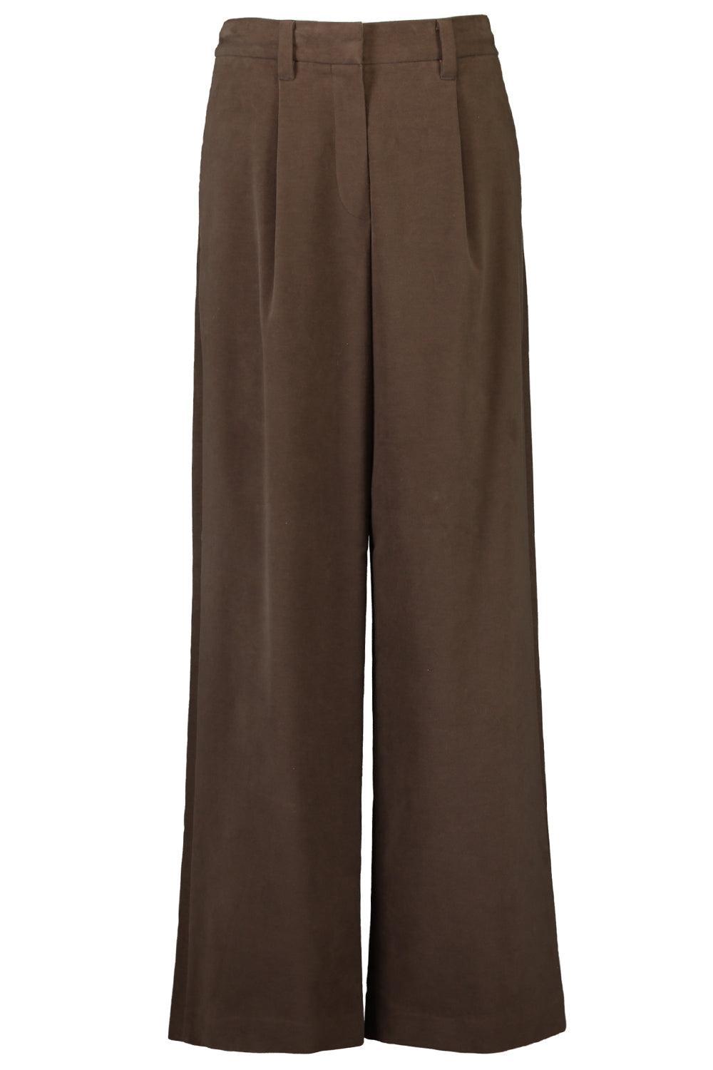 Soft Tailored Relax Stretch Pant-BROWN-38-CLOTHINGPANTWIDE LEG-BRUNELLO CUCINELLI
