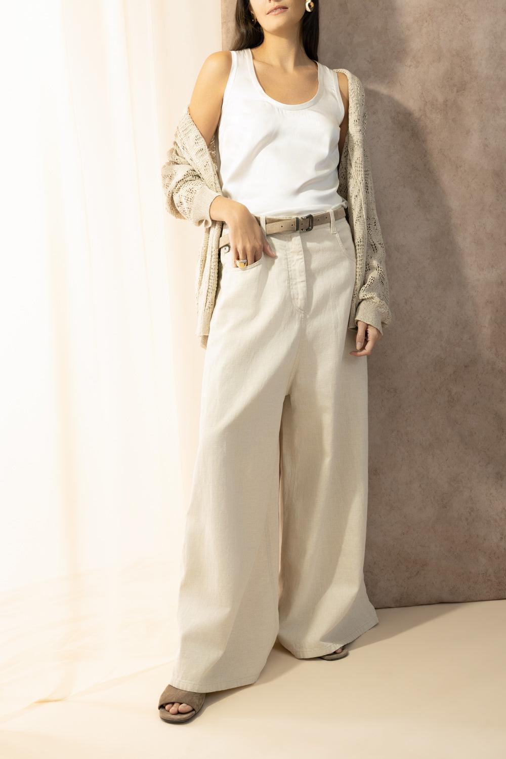 Sailor Jeans-CREAM-36-CLOTHINGPANTWIDE LEG-BRUNELLO CUCINELLI