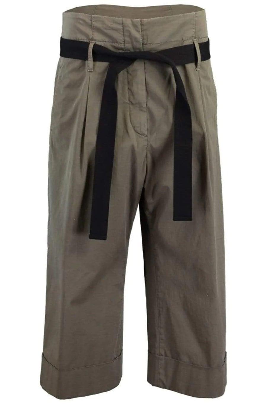 BRUNELLO CUCINELLI-High Waist Cropped Belted Pant-GREEN