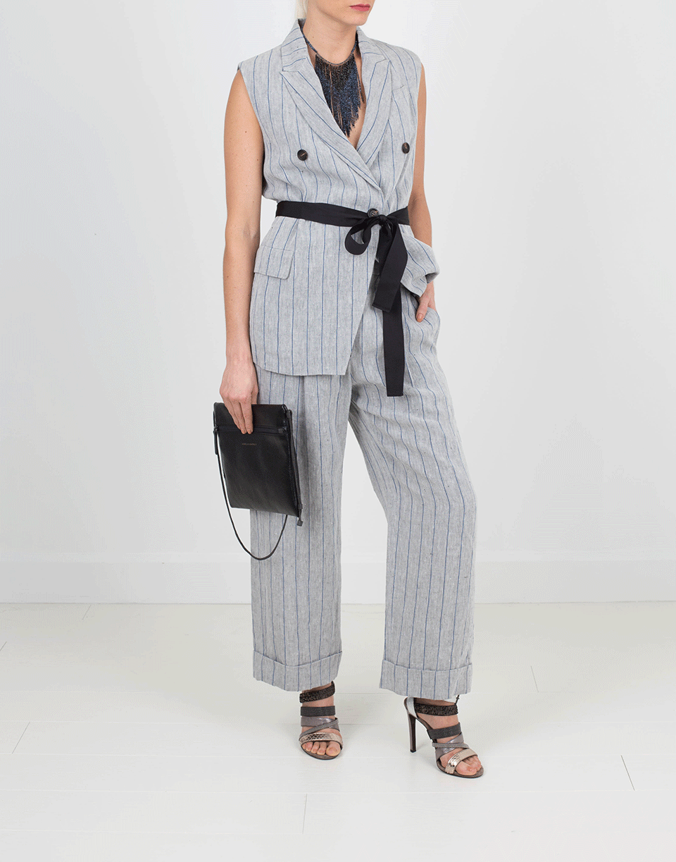 BRUNELLO CUCINELLI-Wide Leg Pinstripe Pant-