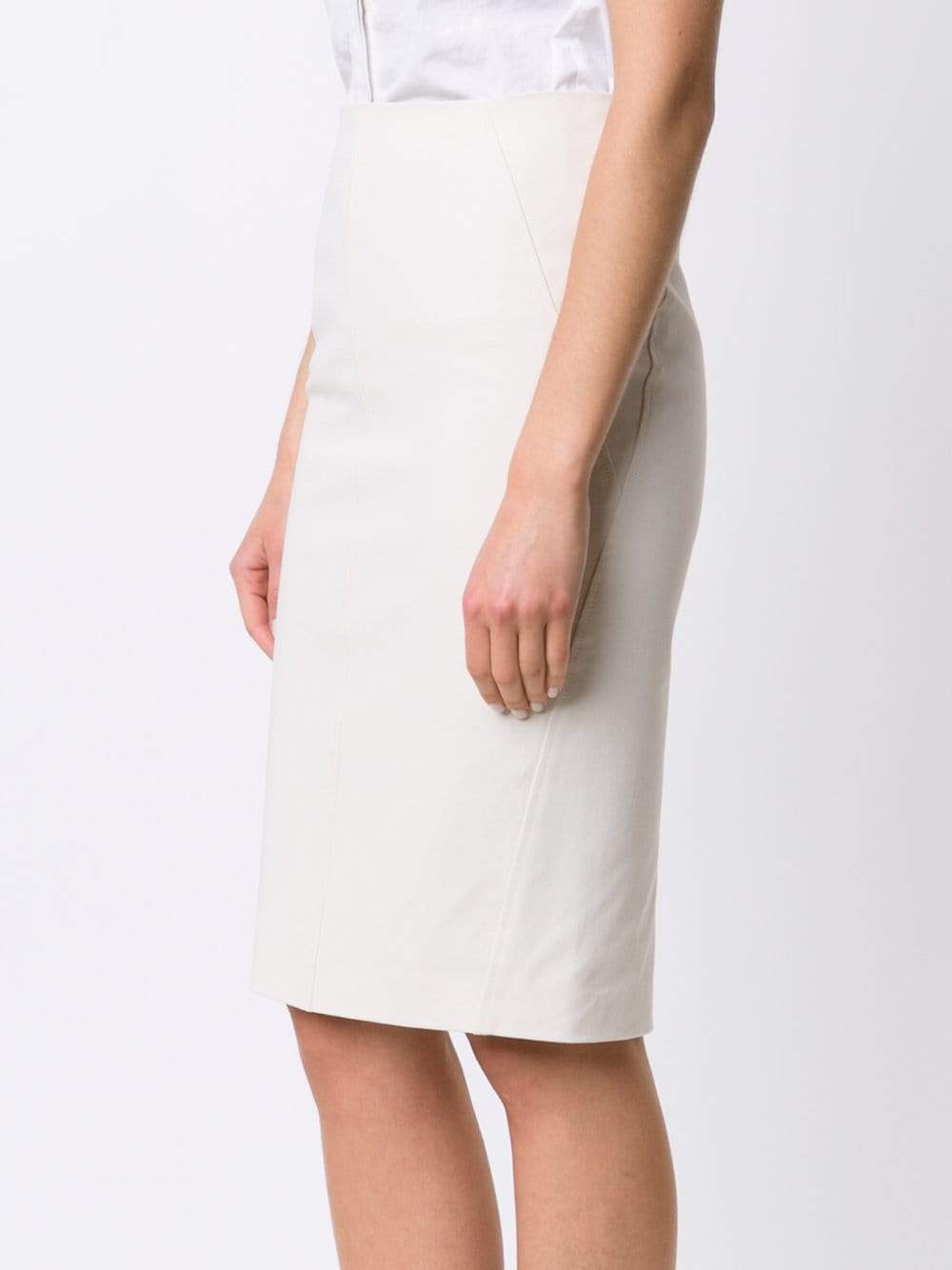 BRUNELLO CUCINELLI-Stretch Cotton Pencil Skirt-