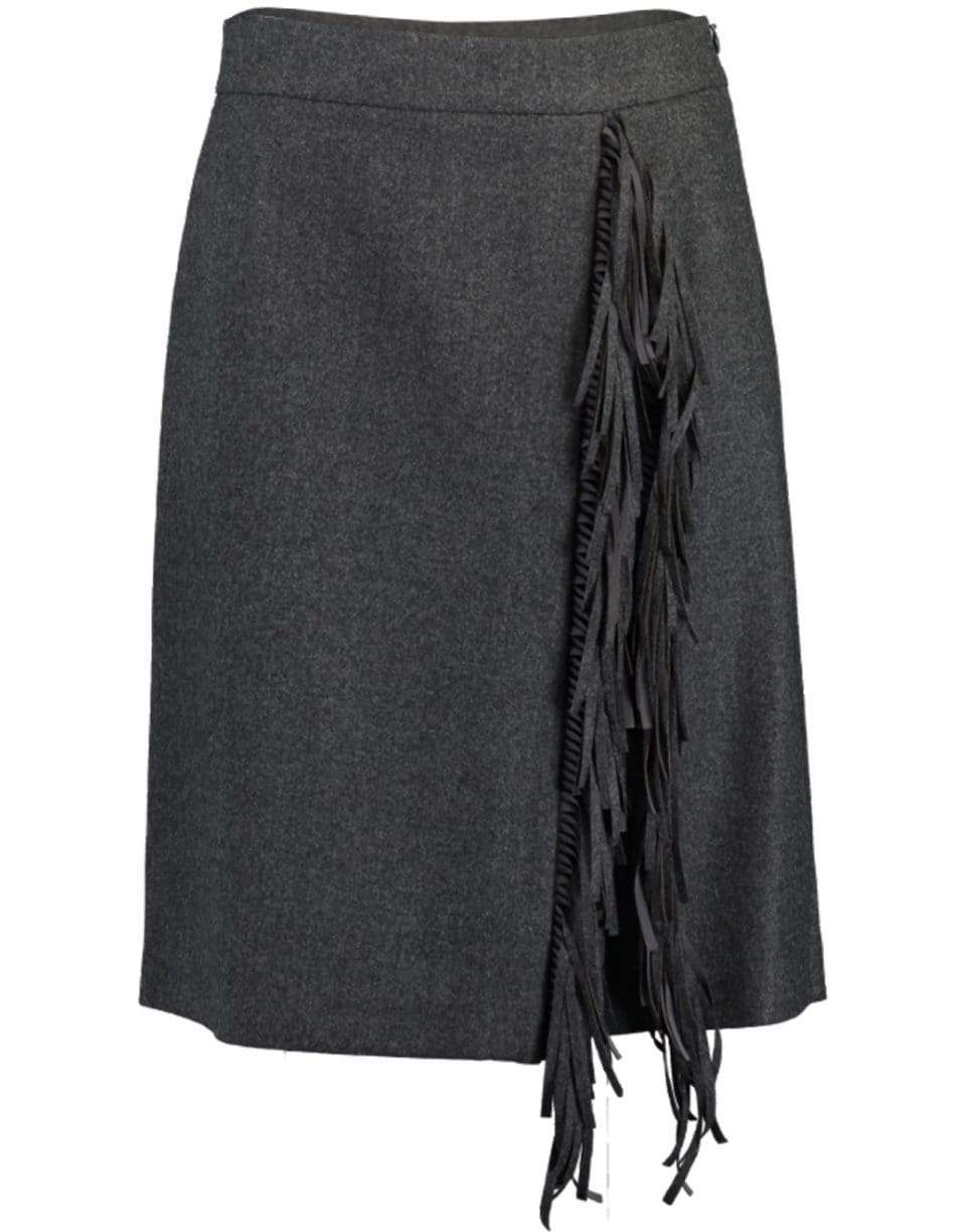 BRUNELLO CUCINELLI-Wool Flannel Fringe Skirt-