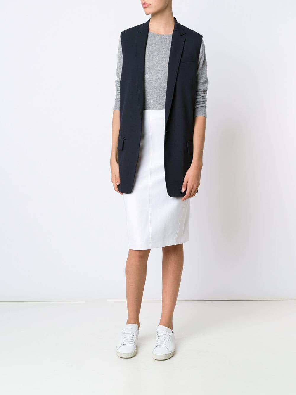 BRUNELLO CUCINELLI-Stretch Cotton Pencil Skirt-