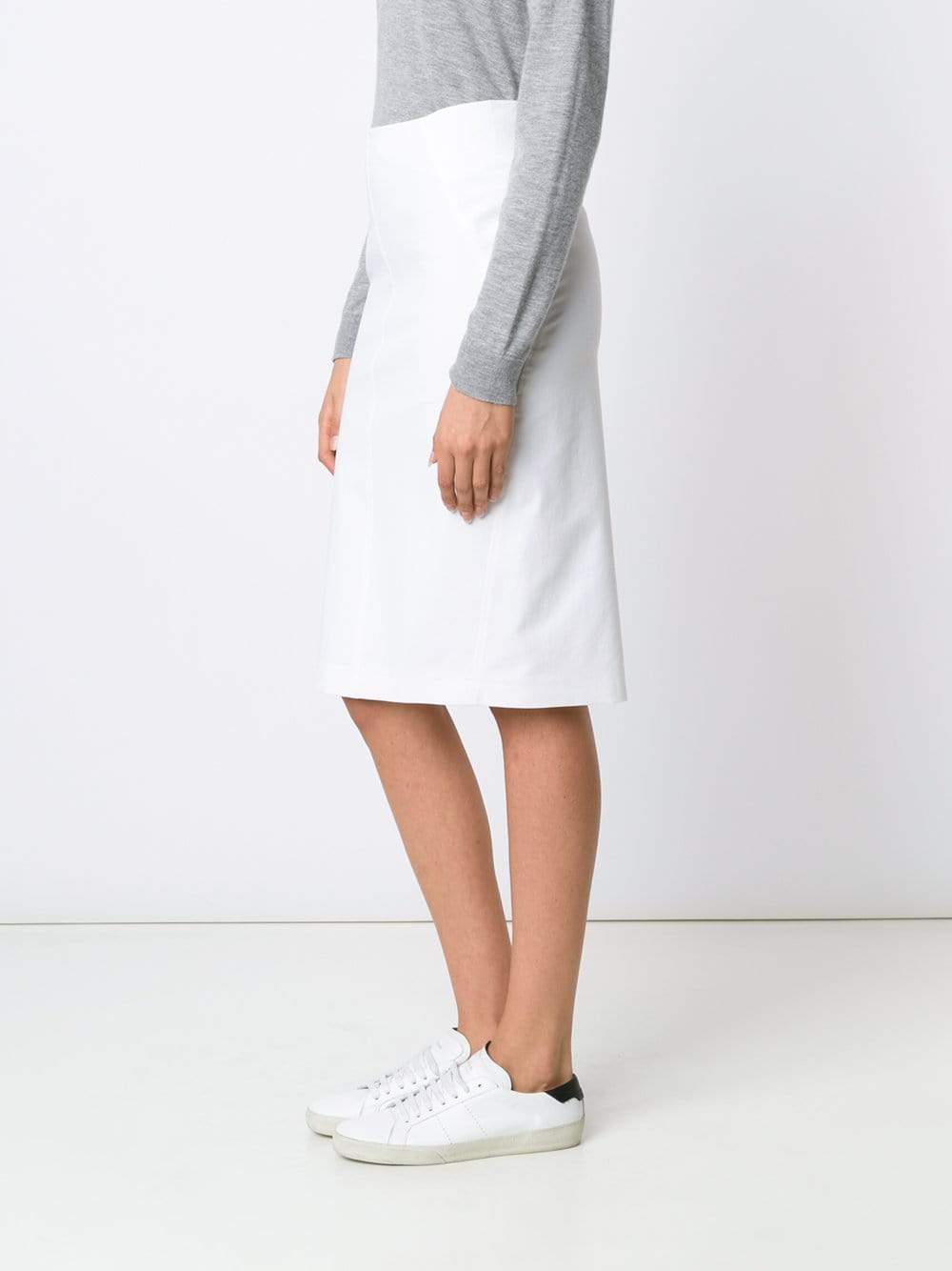 BRUNELLO CUCINELLI-Stretch Cotton Pencil Skirt-