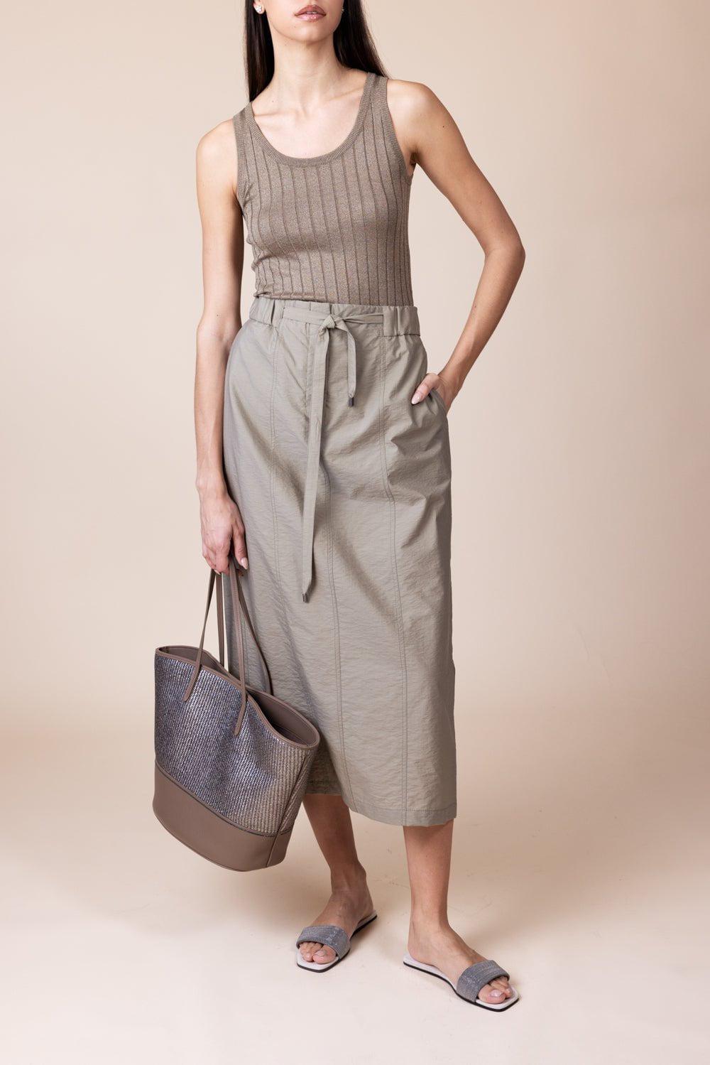 BRUNELLO CUCINELLI-Pull On Midi Skirt-