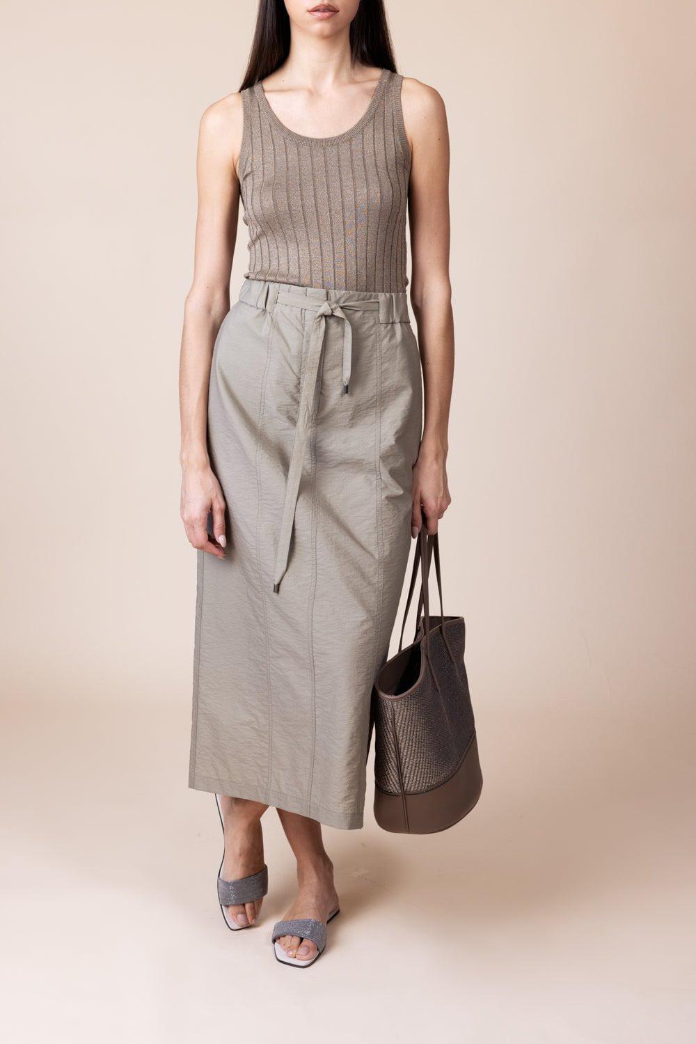 BRUNELLO CUCINELLI-Pull On Midi Skirt-